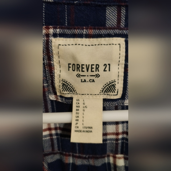 Forever 21 Blue Plaid Shirt - Picture 3 of 3